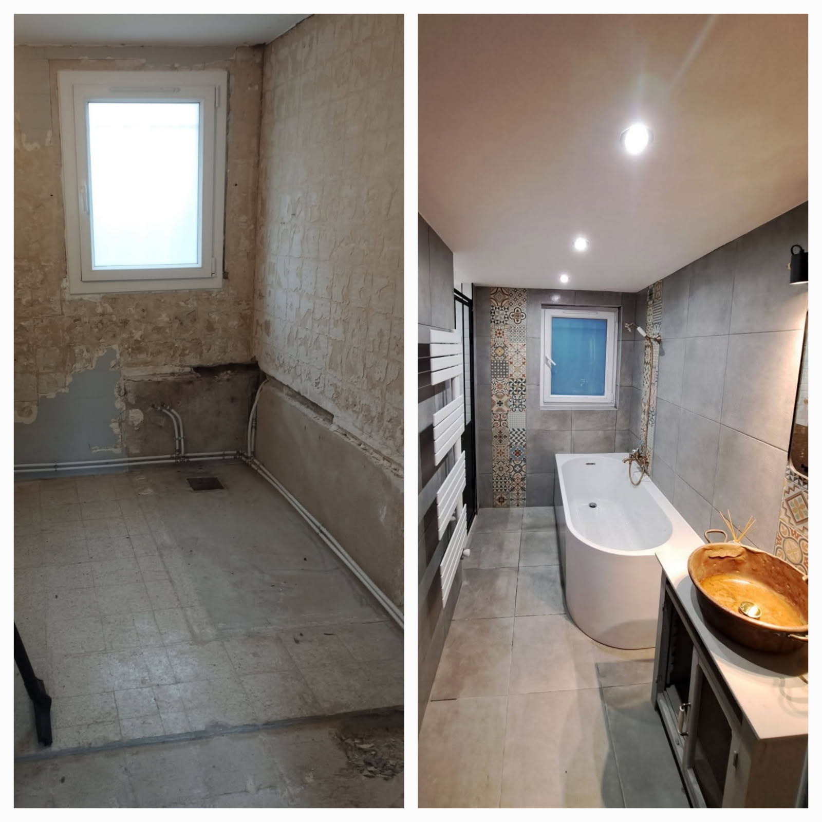 Salle de bain avant et après rénovation complète