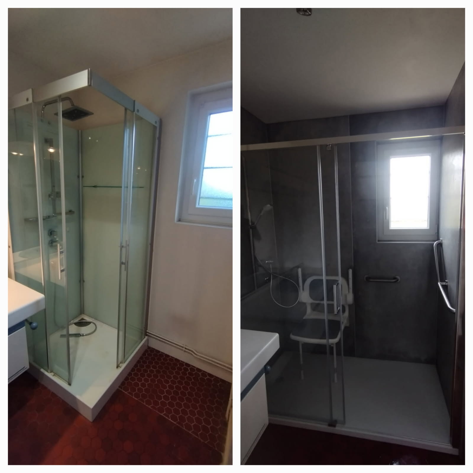 Cabine de douche remplacée par une douche accessible
